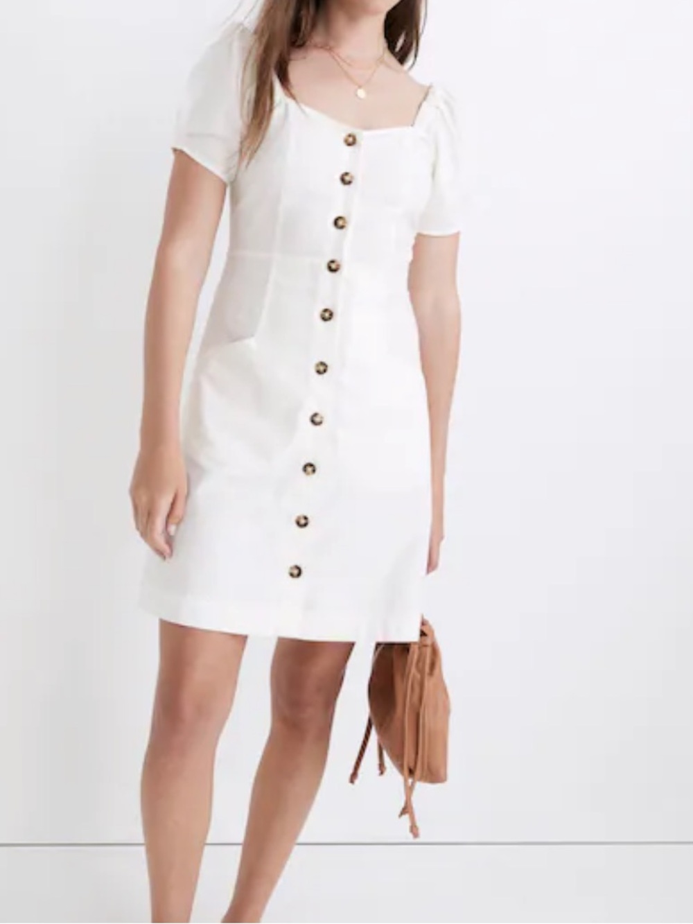Madewell white Linen-Cotton Puff-Sleeve Mini Dress nwt